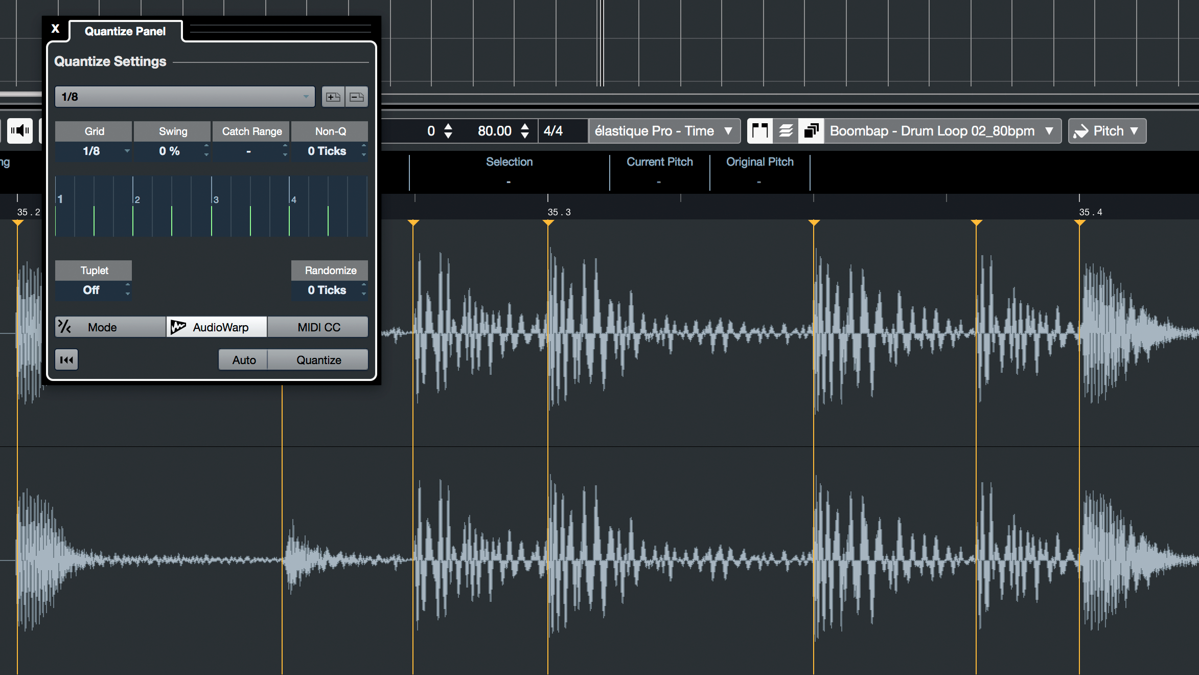 pitch music in cubase app