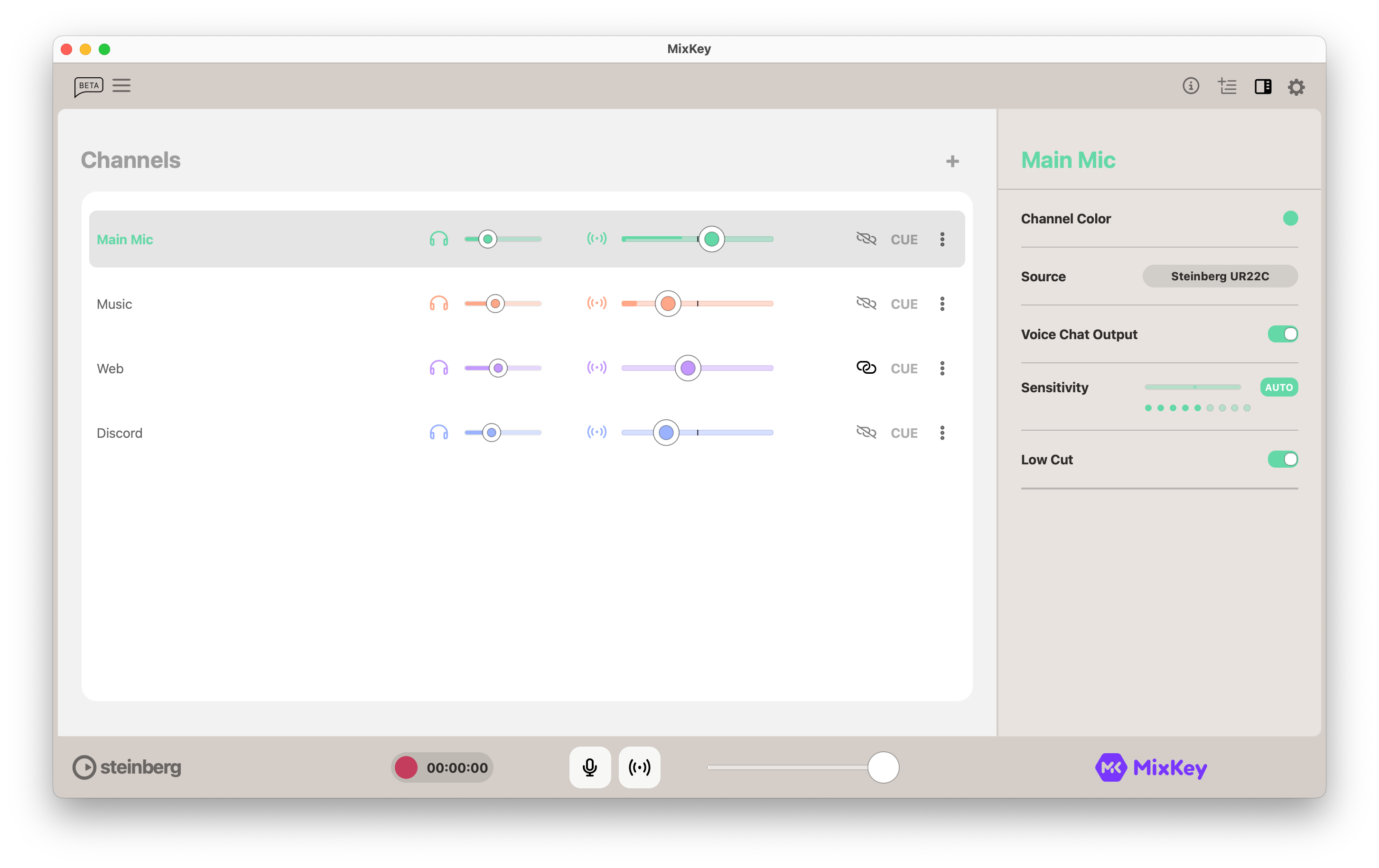MixKey: 新しいライブ配信⽤ミキサー | Steinberg